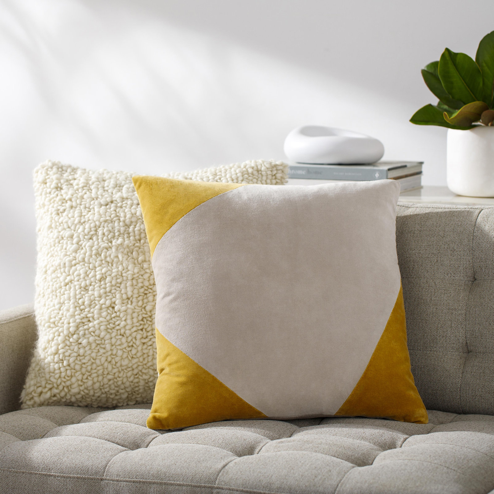 Denny Cotton Pillow Cover, Oatmeal, Down, 20" x 20"
