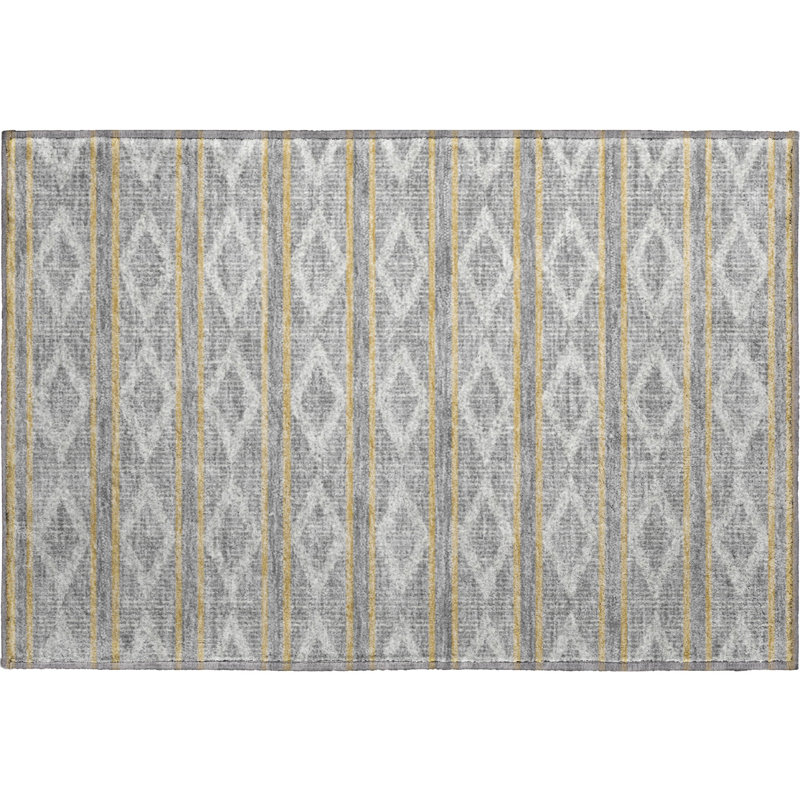 Tapis géométrique de qualité supérieure lavable à la machine Diskin AMF1029, Rectangle 1 pi 8 po x 2 pi 6 po