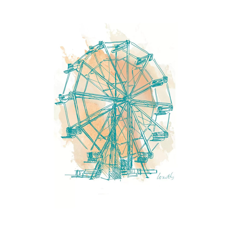 Teal Ferris Wheel I by Lanie Loreth - Wrapped Canvas Painting, 20.32 cm H x 30.48 cm W