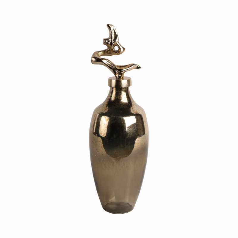 Vase décoratif en verre avec couvercle en métal pour la décoration de la table de la maison, H 16 po x l 5 po x P 5 po