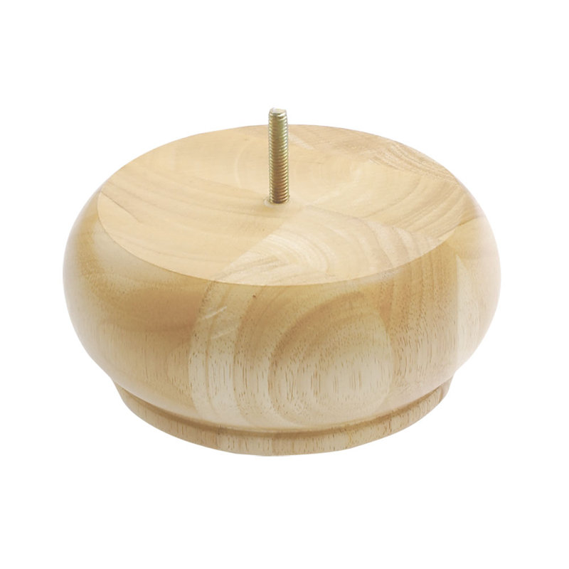 Unfinished Solid Hardwood Round Bun Foot Sofa Leg