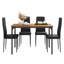 Ensemble de table de salle à manger 4 personnes en bois massif avec chaises en cuir et conception peu encombrante-1370844450