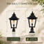 Grand lampadaire extérieur 21 po, structure en métal avec abat-jour en verre transparent, lampadaire noir pour barrière, clôture, jardin, allée et allée