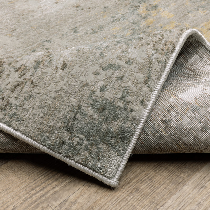 Michels Distressed Abstract Beige/ Yellow Area Rug, Runner 2'3" x 7'7"