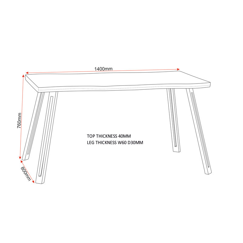 Alexsandra Wave Edge Dining Table, Medium Oak