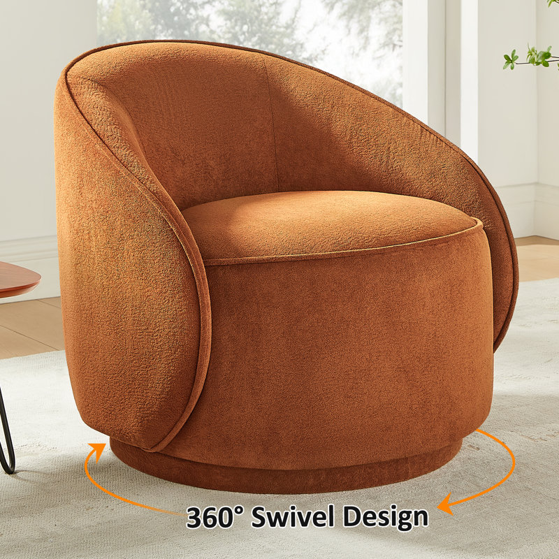 29.33’’ Upholstered Sloped-Arm Swivel Accent Chair, Camel