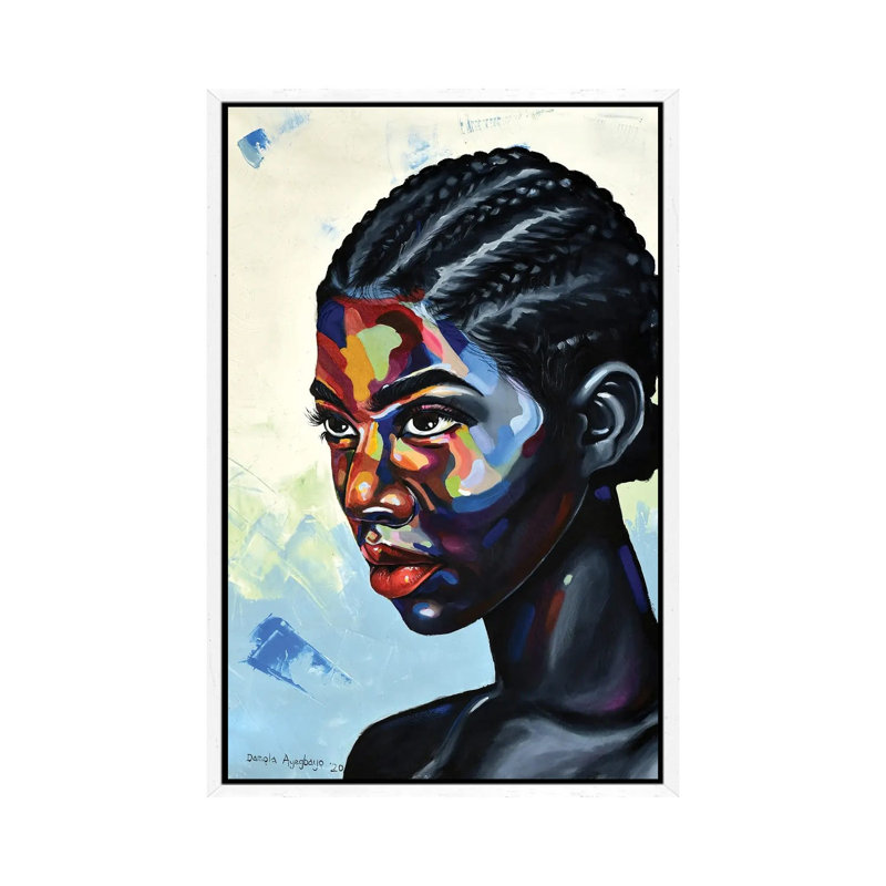 Looking Beyond by Damola Ayegbayo - Print on Canvas, 101.6cm H x 66.04cm W x 3.81cm D, White Framed