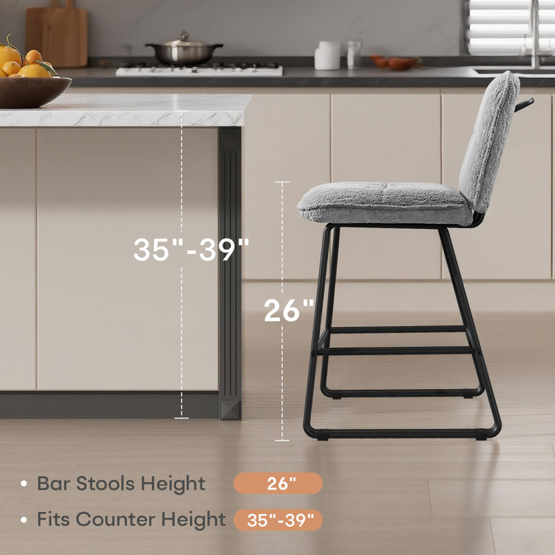 Ensemble de 2 tabourets de bar 26 po gris, Gris, Tabouret de comptoir (siège d'une hauteur de 26 p
