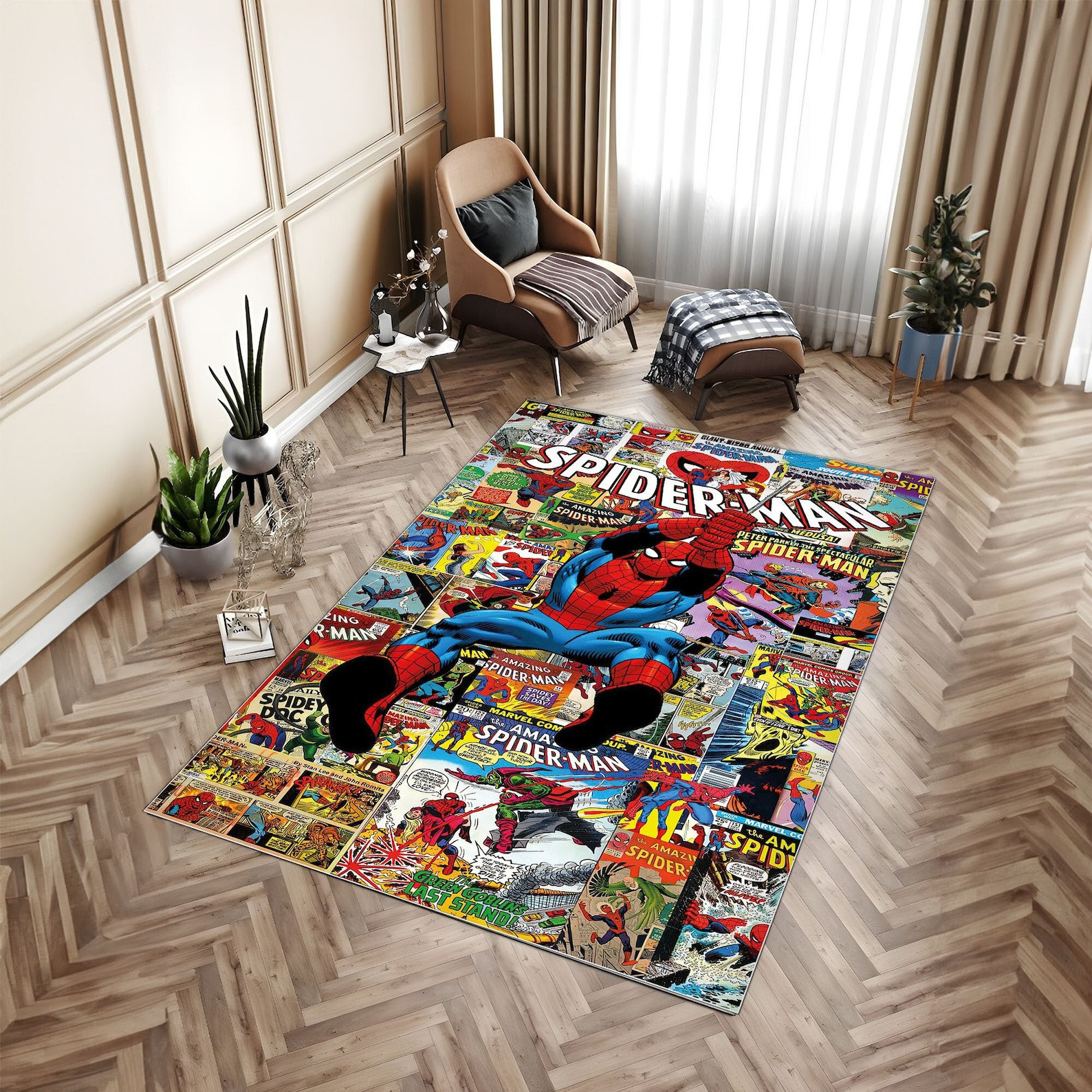 TeexCorp Spiderman Rug, Spider Man Rug, Kids Room Decor, Magazine Cover ...