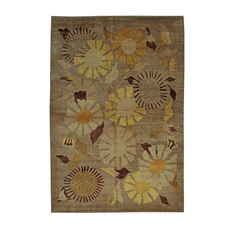 Tapis brun en laine noué à la main Ani