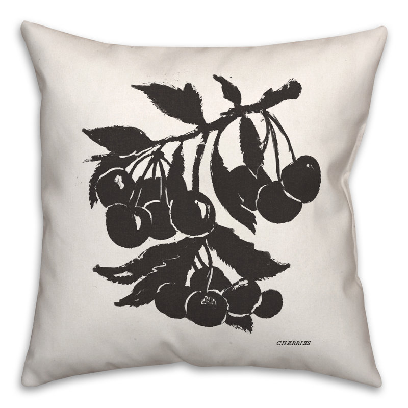 Housse et insert de coussin carré à motif de cerises