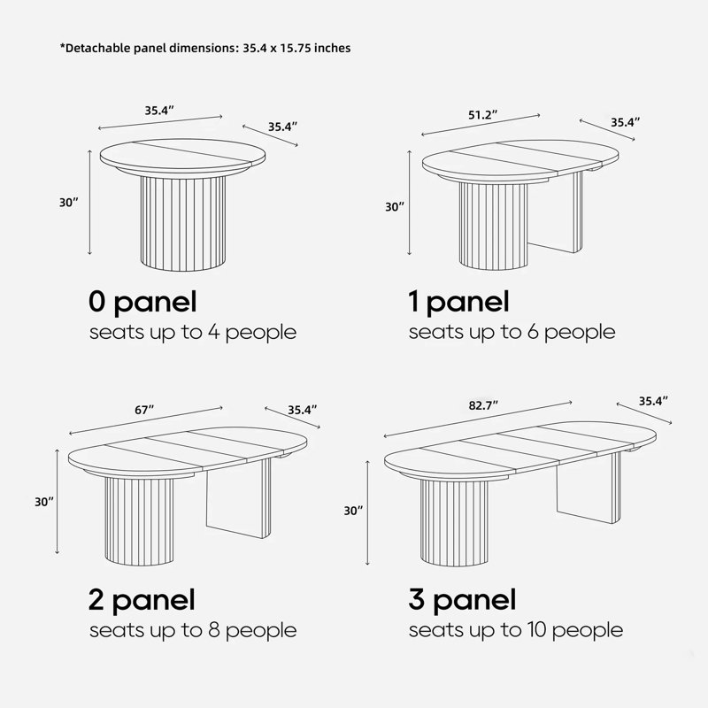 Extendable 35.43'' - 82.68''  Oval Dining Table with Hidden Storage, on Casters， for 2–10 People