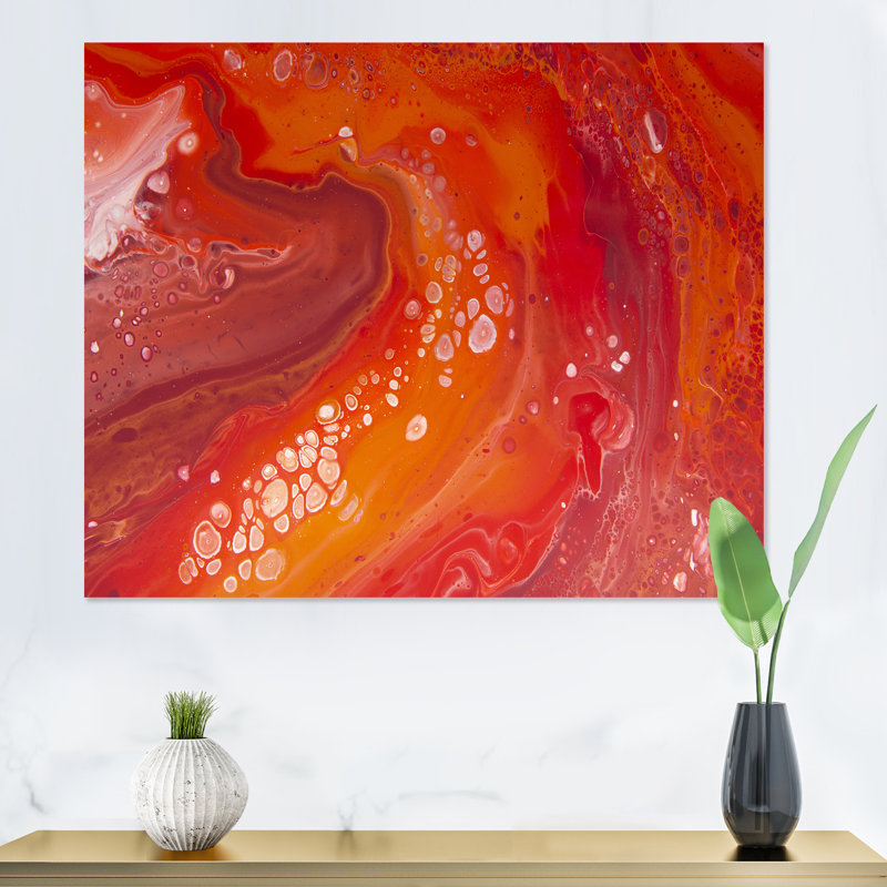 Vibrant Red Marble Landscape - peinture sur toile, Toile tendue, H 34 po x l 44 po
