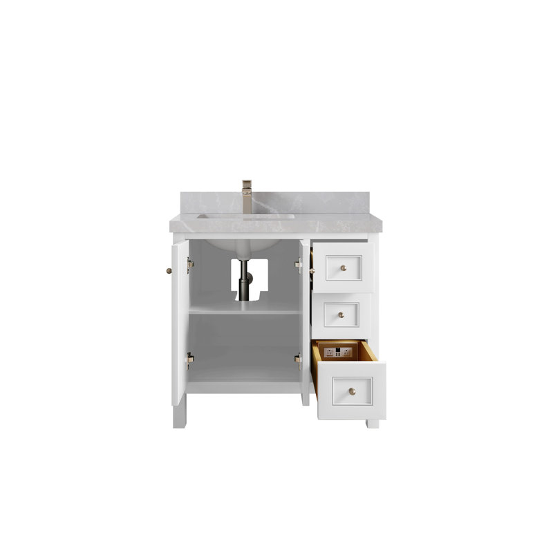Nashville X P 22 po De salle de bain Quartz, Blanc, Nickel brossé, Gris perle