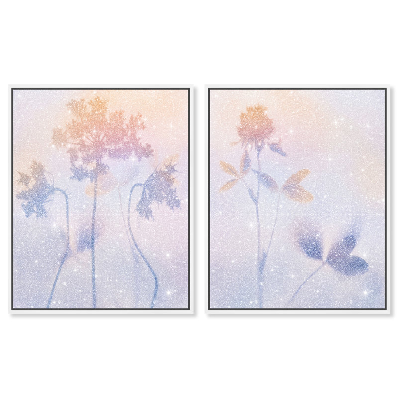 Lavender Shadows Set Set by Oliver Gal, 37"H x 46"W, White Floater Frame