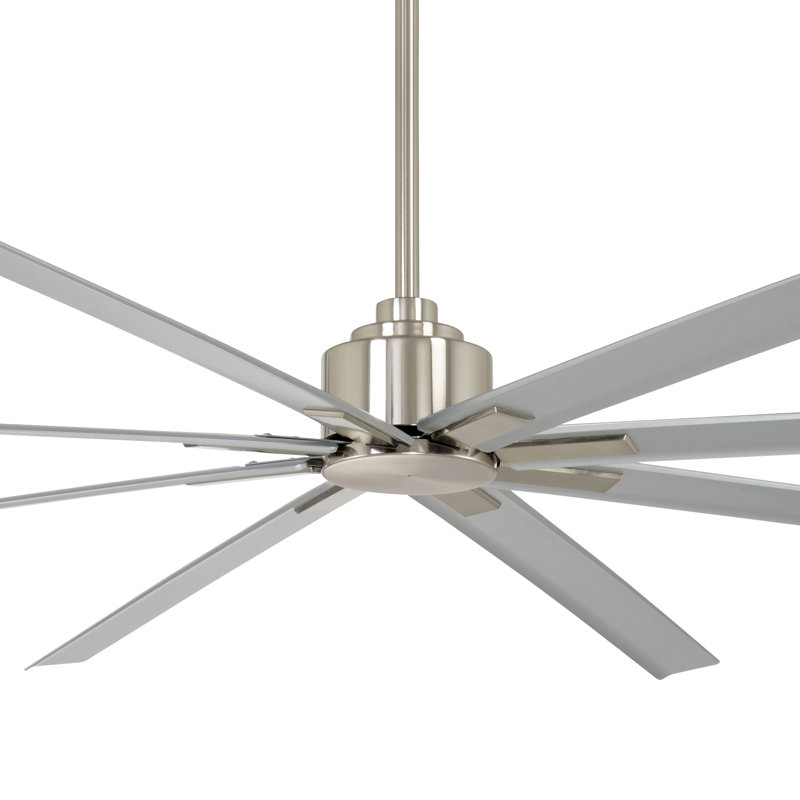 84" Xtreme 8 - Blade Outdoor Standard Ceiling Fan with Remote Control, Brushed Nickle Wet