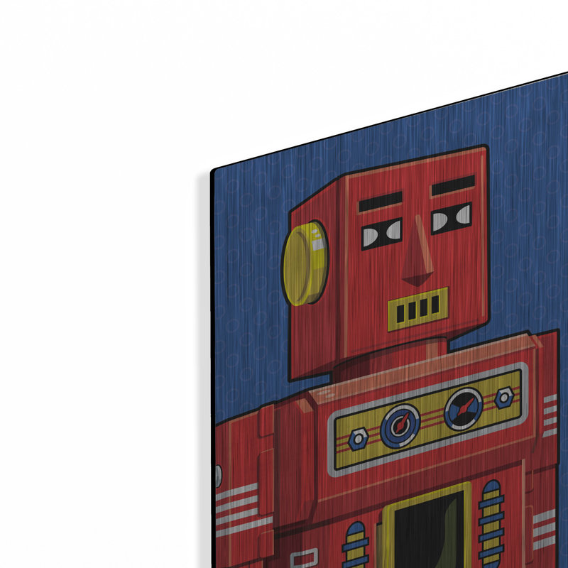 «Vintage Red Robot» par Ron Magnes, art mural en métal, H 16 po x l 12 po