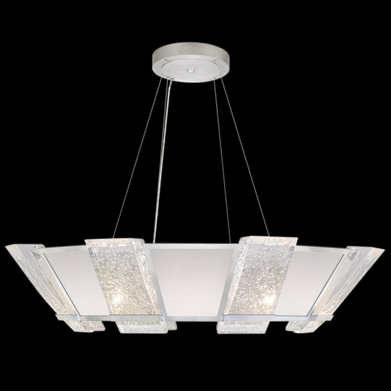 Lustre rond 38 po Crownstone, Argent, Tissu