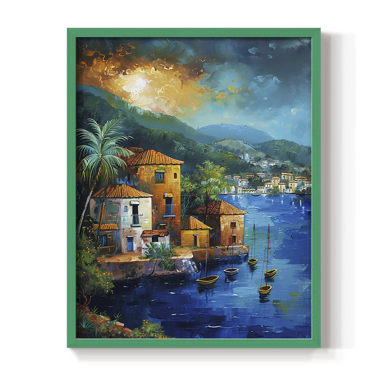 NAUTICAL Series, impression encadrée en bois massif, H 30 po x l 24 po, Vert
