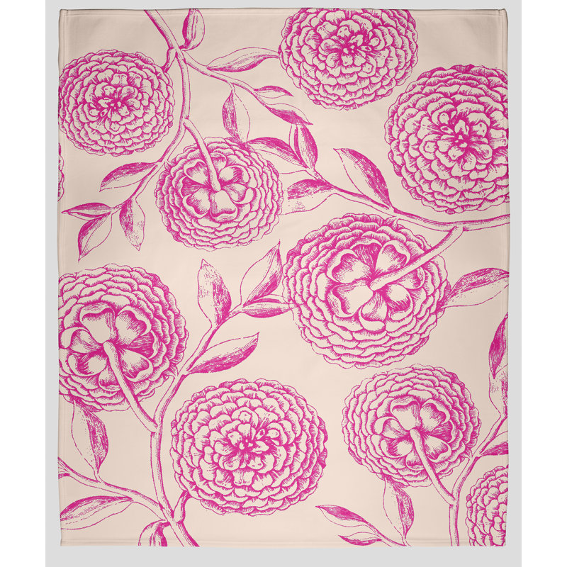 Couverture polaire fleurs antiques, L 50 po x L 60 po, Orchidée
