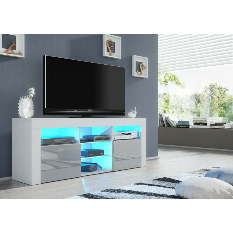 Annagrove Unfinished TV Stand for TVs up to 65", Gray/White
