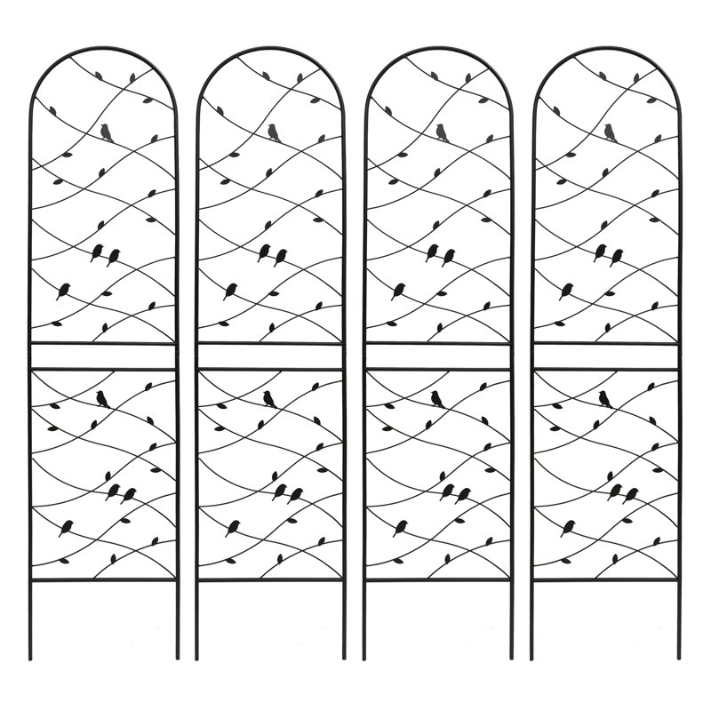 Paquet de 4 treillis de jardin en métal 86,7 "x 19,7" antirouille pour plantes grimpantes support de fleurs extérieur noir
