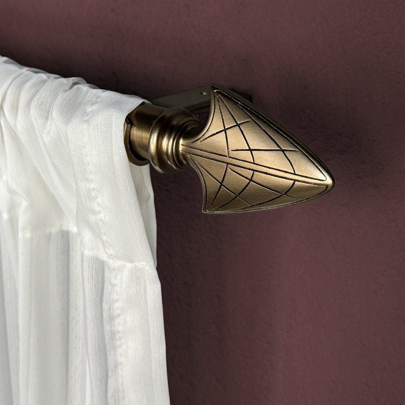 Tringle à rideaux simple réglable avec grille de tête de flèche, 2 options de couleur , Gold, 37" - 72"