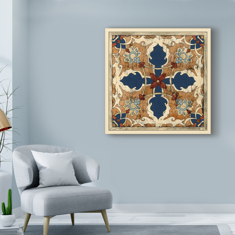 «Vintage Woodblock VI», reproduction d'impression sur toile tendue, H 14 po x l 14 po x P 2 po