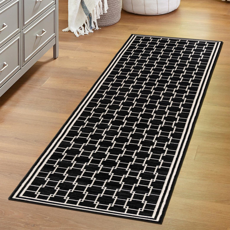 Tapis noir Jill Zarin Metropolitan Uptown, Tapis de couloir 2 pi 7 po x 10 pi