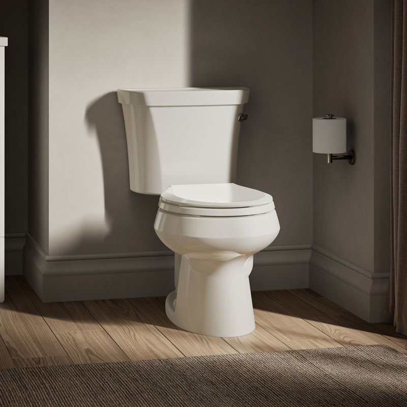 Wellworth 1.28 GPF Water Efficient Round Two-Piece Toilet (Seat Not Included), Biscuit