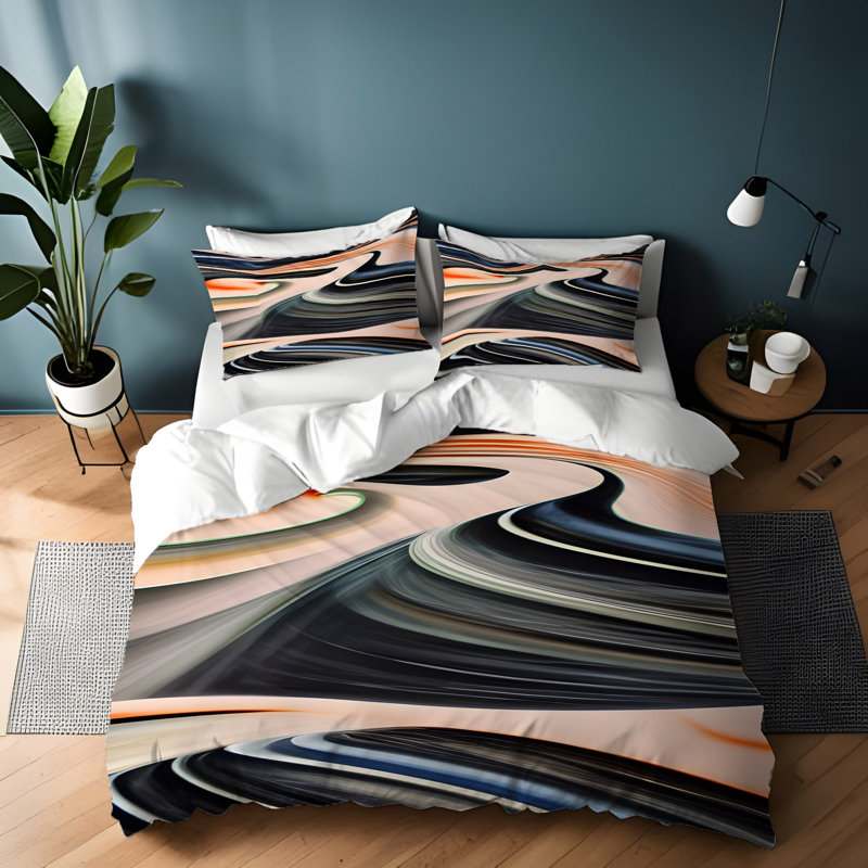 Polyester Abstract Duvet Cover, Queen Duvet Cover + 2 Queen Shams