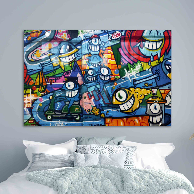 Bête abstraite colorée imprimée sur verre pour un art mural saisissant avec une esthétique vibrante et moderne