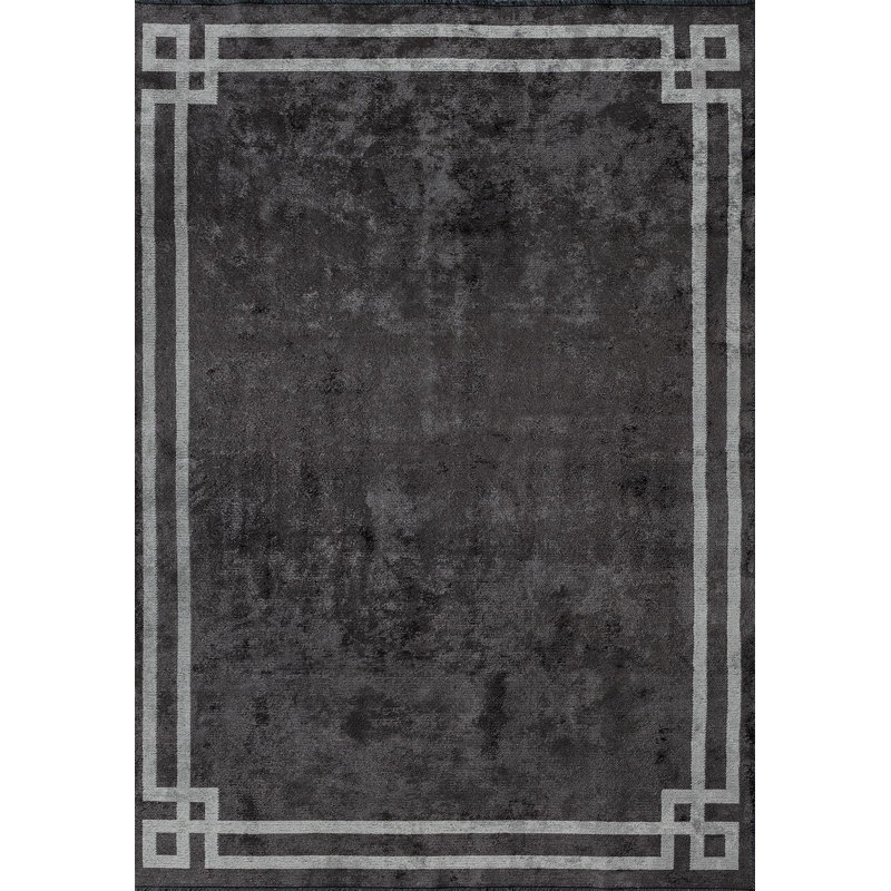 Contemporain uni avec bordure, Rectangulaire 9 pi 10 po x 14 pi