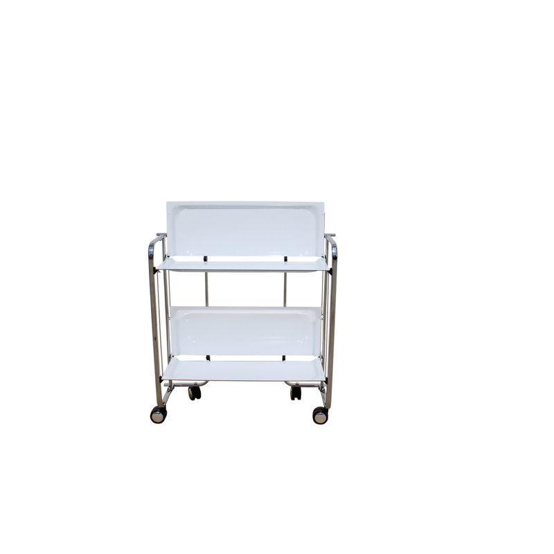 Mald Serving Cart, Chrome-plated, White