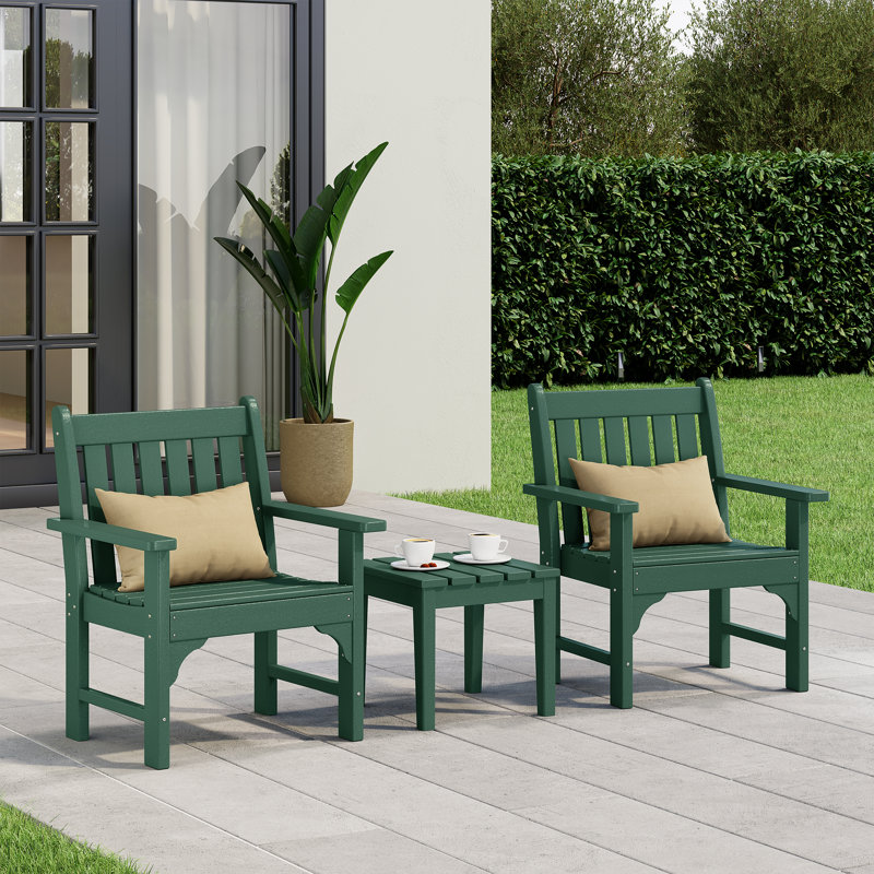 Fauteuil de jardin 3 pièces avec table d'appoint Casanova, Vert foncé