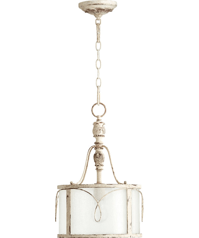 Luminaire suspendu cylindrique à 1 lumière Solange, Blanc perse