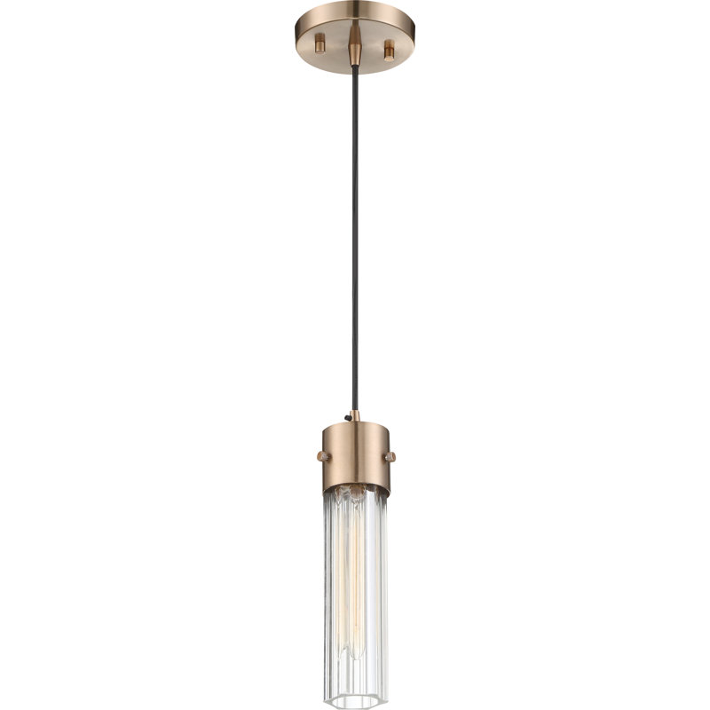 Luminaire suspendu cylindrique à 1 lumière Lonoke, Transparent