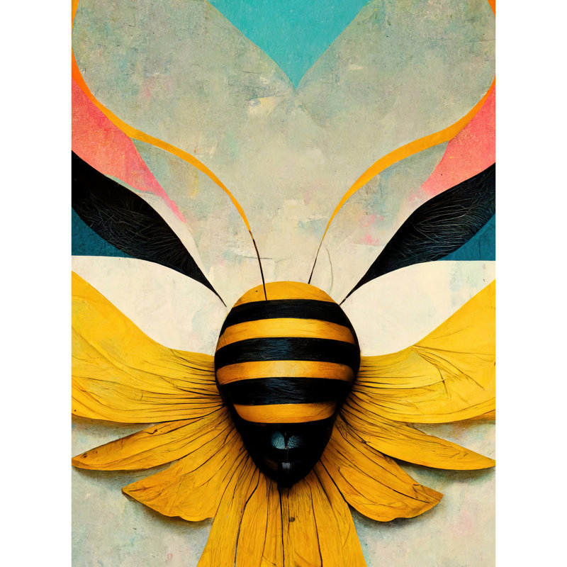 Abstract Bumble Bee Heart Contemporary - Print, Unframed, 40.5cm H x 30.5cm W x 0.2cm D