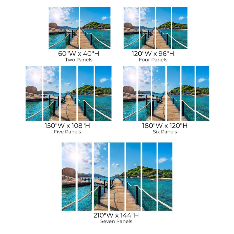 Murale pelez et collez de qualité supérieure - Tropical Pier Paradise, L 60 po x L 40 po