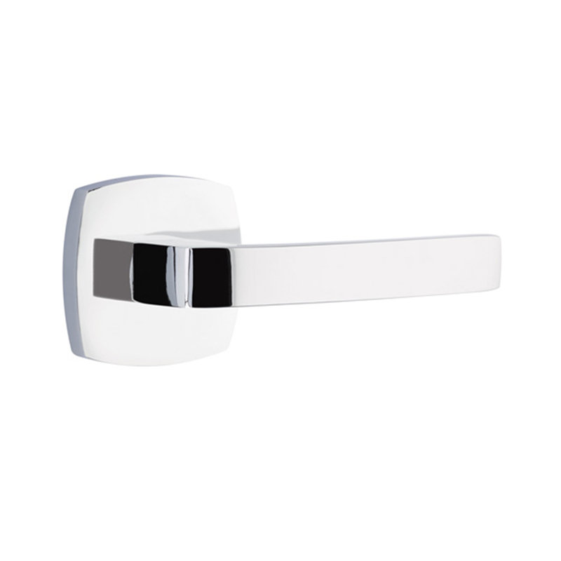 Poignée de porte avec rosette Breslin, Droite, Chrome brillant