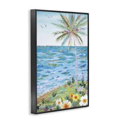 Collage de paysage tropical encadré par giclée blanche par Jennifer Peck