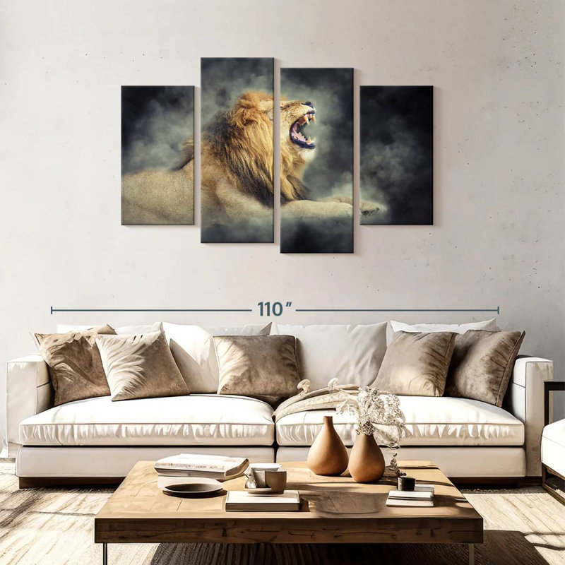 Lion sauvage brumeux Brampt, H 48 po x l 75 po