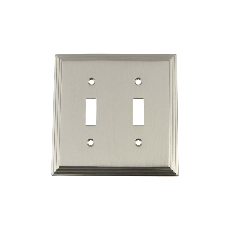 Deco 2-Gang Toggle Light Switch Wall Plate, Satin Nickel