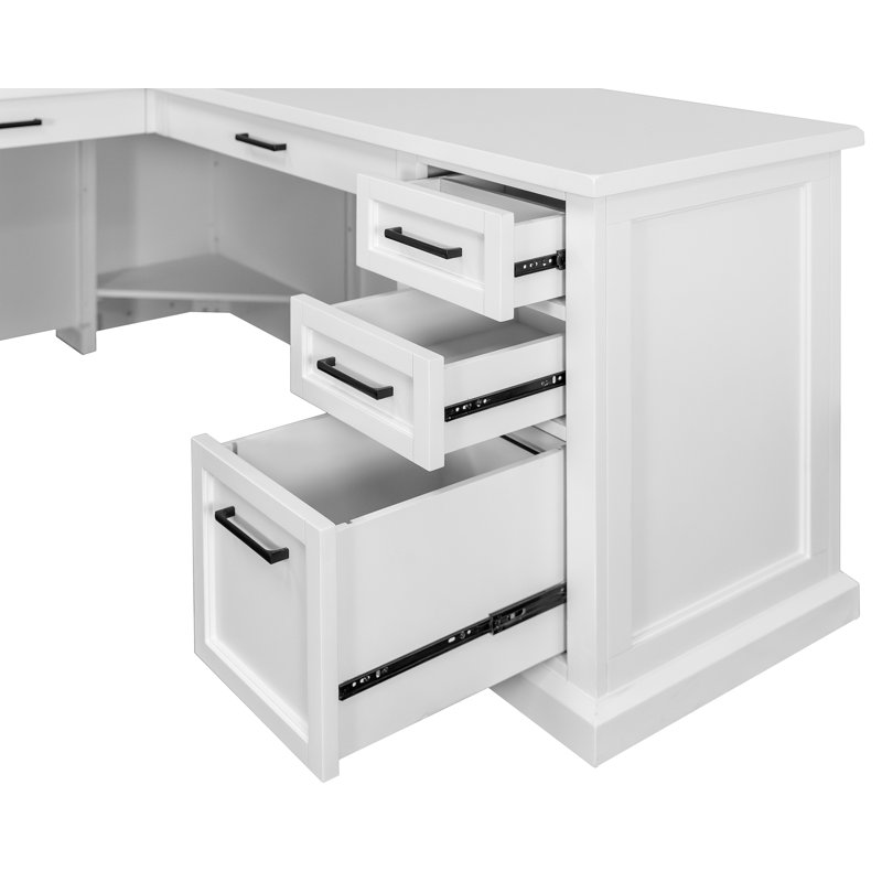 Elrose L-Shaped Executive Desk with Power Outlet