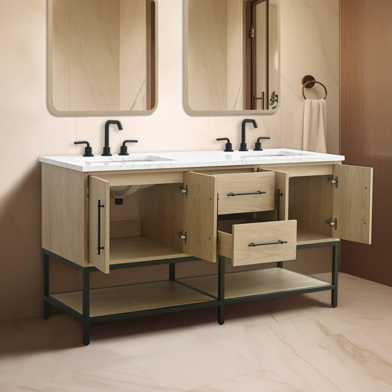 Cherita 60" Double Bathroom Vanity With Engineered Stone Top