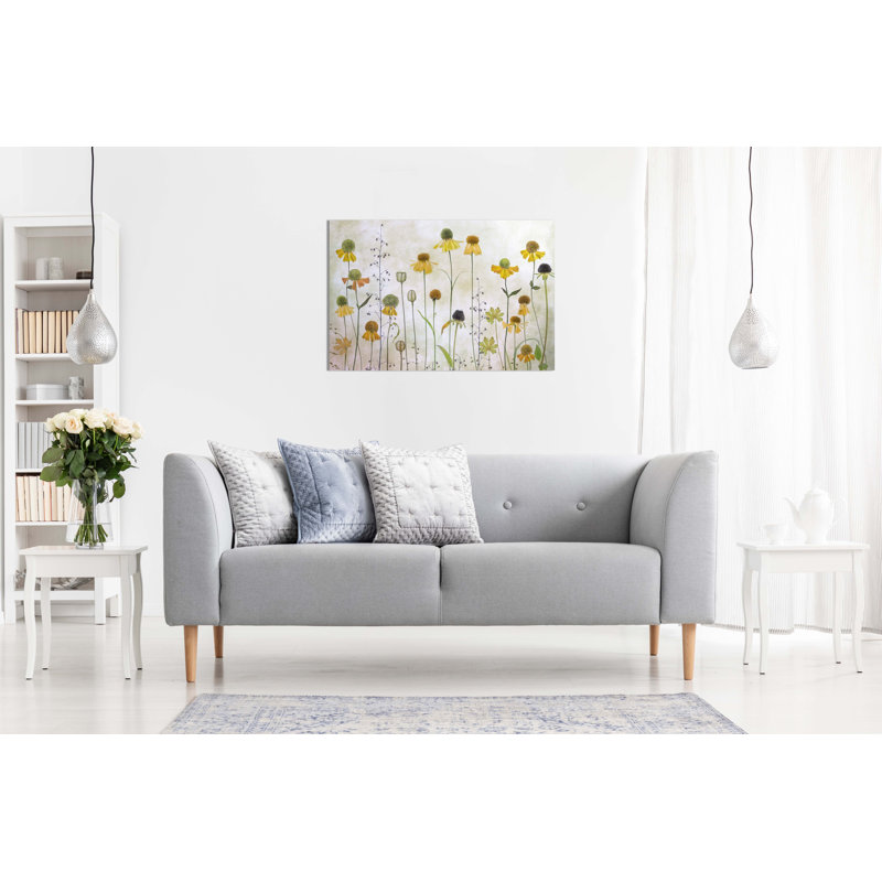 Delicate Helenium Flowers by Not An Artist - Wrapped Canvas Print, 260g/m² Canvas, 31cm H x 20cm W, Canvas