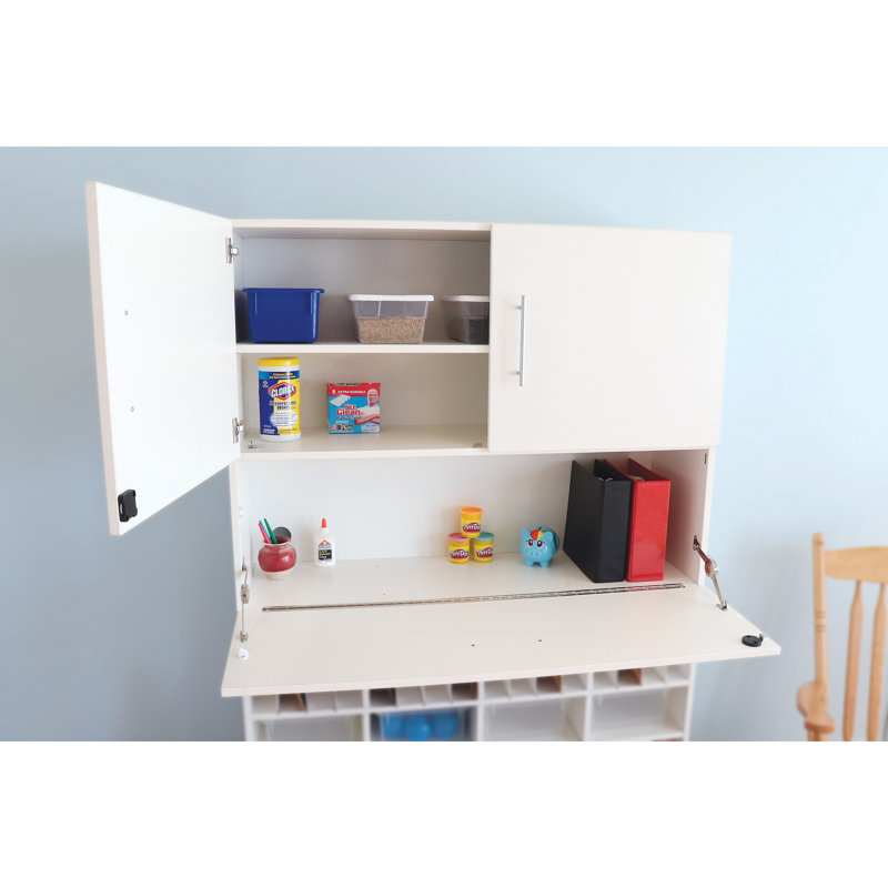 White Wall System 3 Compartment Manufactured Wood Classroom Cabinet