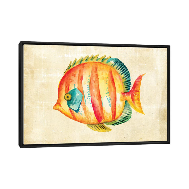 «Aquarium Fish II» par Chariklia Zarris, reproduction sur toile tendue, H 18 po x l 26 po x P 1,5 po, Toile avec cadre noir