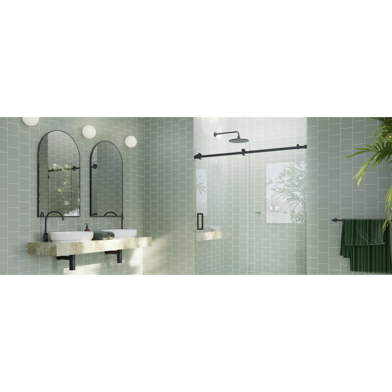 Astro 56 - 60 in. x 78 in. Fully Frameless Glass Sliding Shower Door, Matte Black
