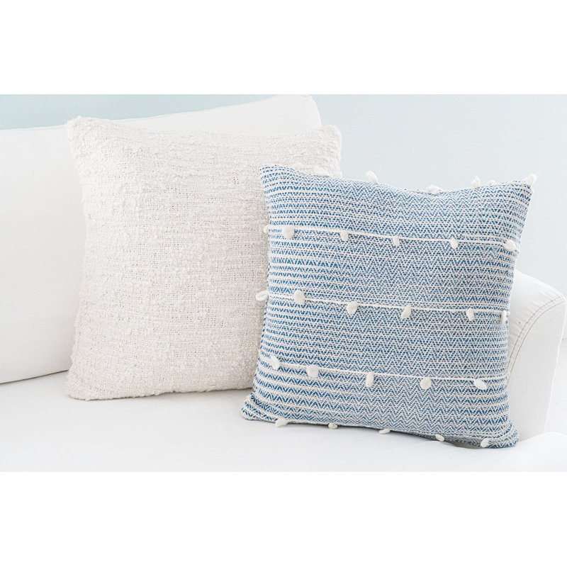 Ivory Woven Linen 20" Throw Pillow with Feather Down Fill